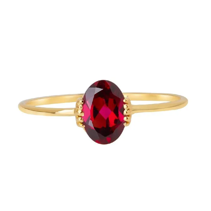 YoTreasure Rings Rhodolite Garnet Ring 14K Yellow Gold Women Jewelry