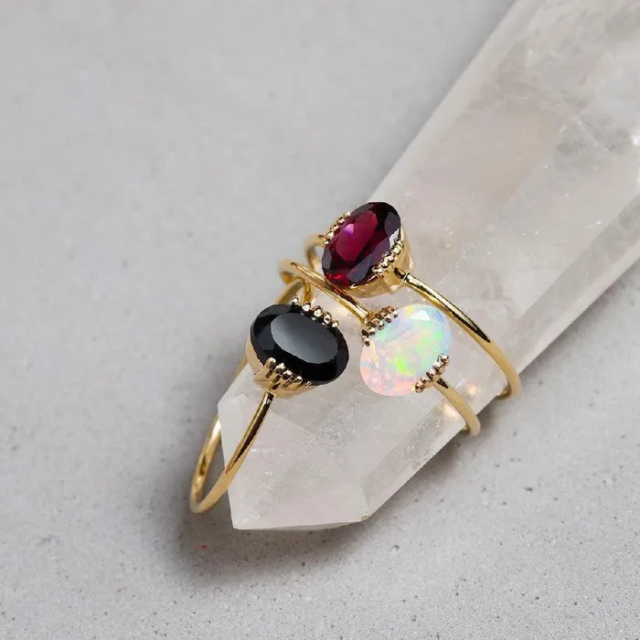 YoTreasure Rings Rhodolite Garnet Ring 14K Yellow Gold Women Jewelry