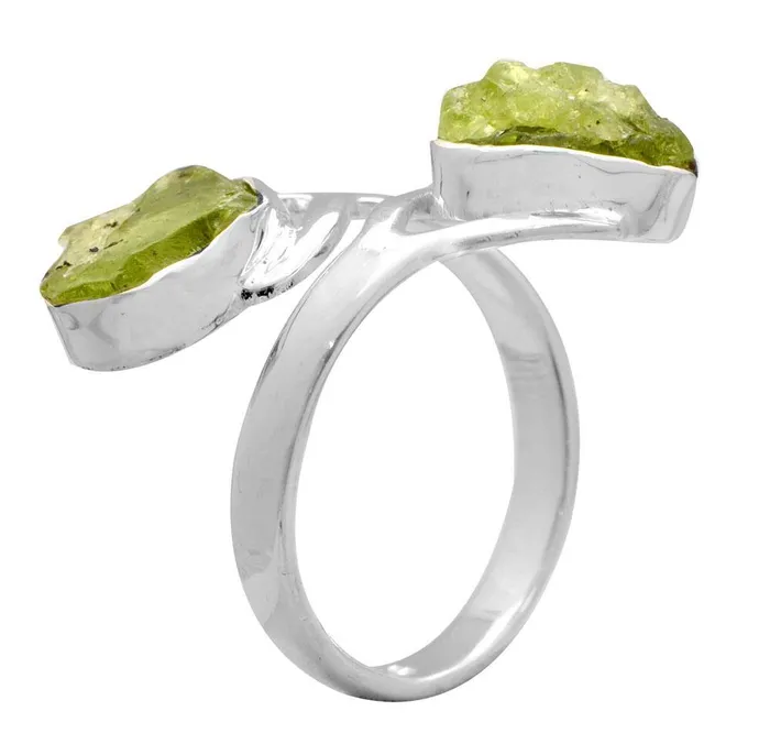 YoTreasure Rings Rough Peridot 925 Sterling Silver Rings Silver Jewelry YoTreasure Rings Rough Peridot 925 Sterling Silver Rings Silver Jewelry