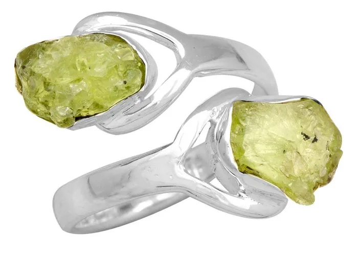 YoTreasure Rings Rough Peridot 925 Sterling Silver Rings Silver Jewelry YoTreasure Rings Rough Peridot 925 Sterling Silver Rings Silver Jewelry