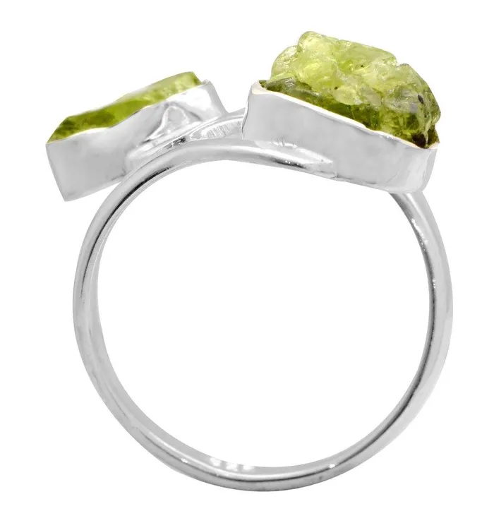 YoTreasure Rings Rough Peridot 925 Sterling Silver Rings Silver Jewelry YoTreasure Rings Rough Peridot 925 Sterling Silver Rings Silver Jewelry