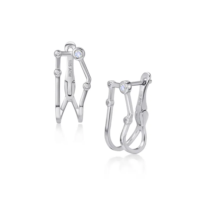 Zodiax Gemini Moonstone Hoop acemijewelry Earrings